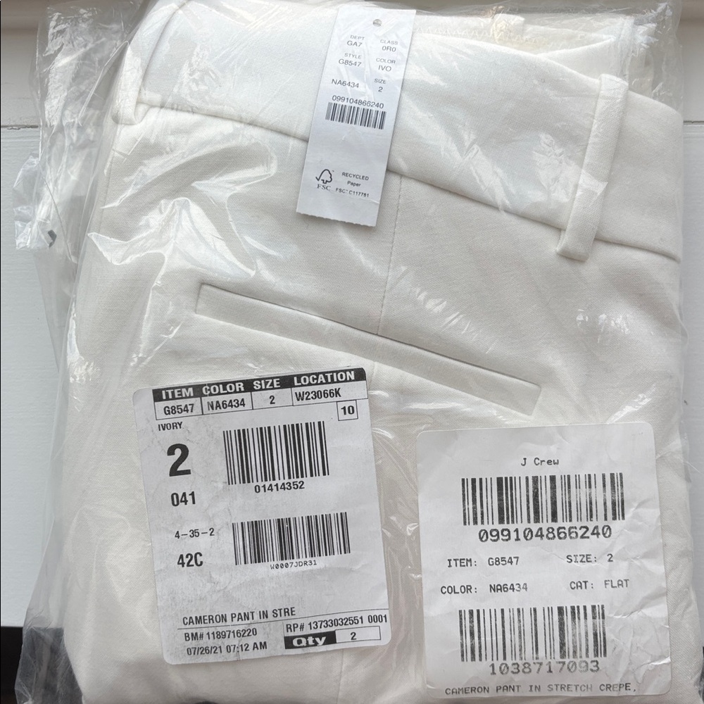 J. Crew Ivory Ankle Cropped Pants